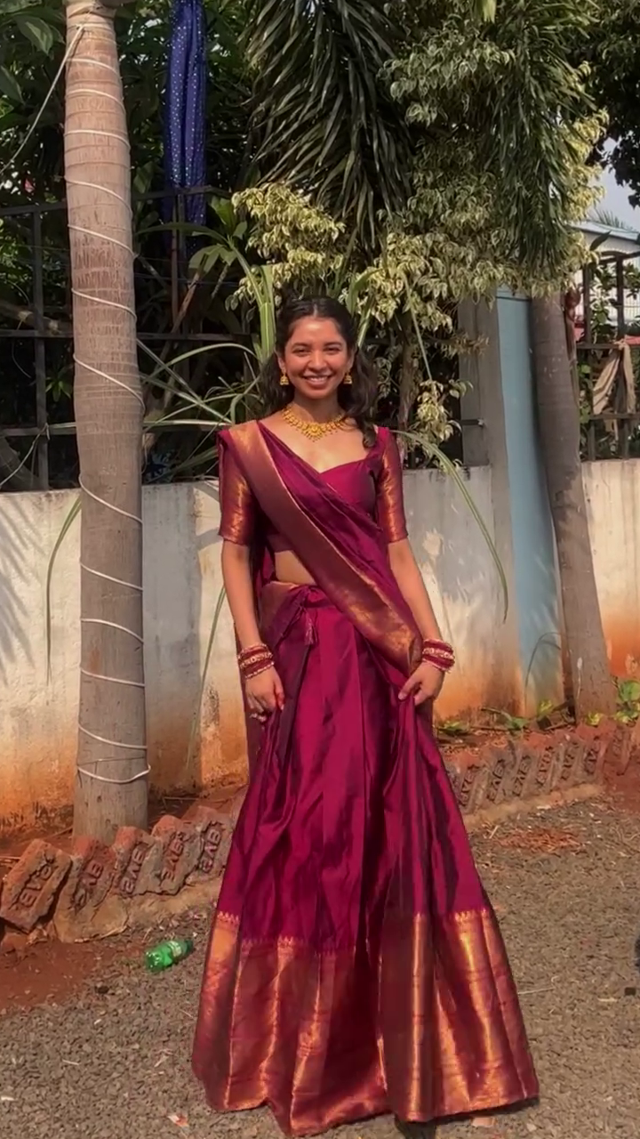 Elegant Wine Purple Silk Saree for Women | Traditional Festive & Wedding Wear Saree